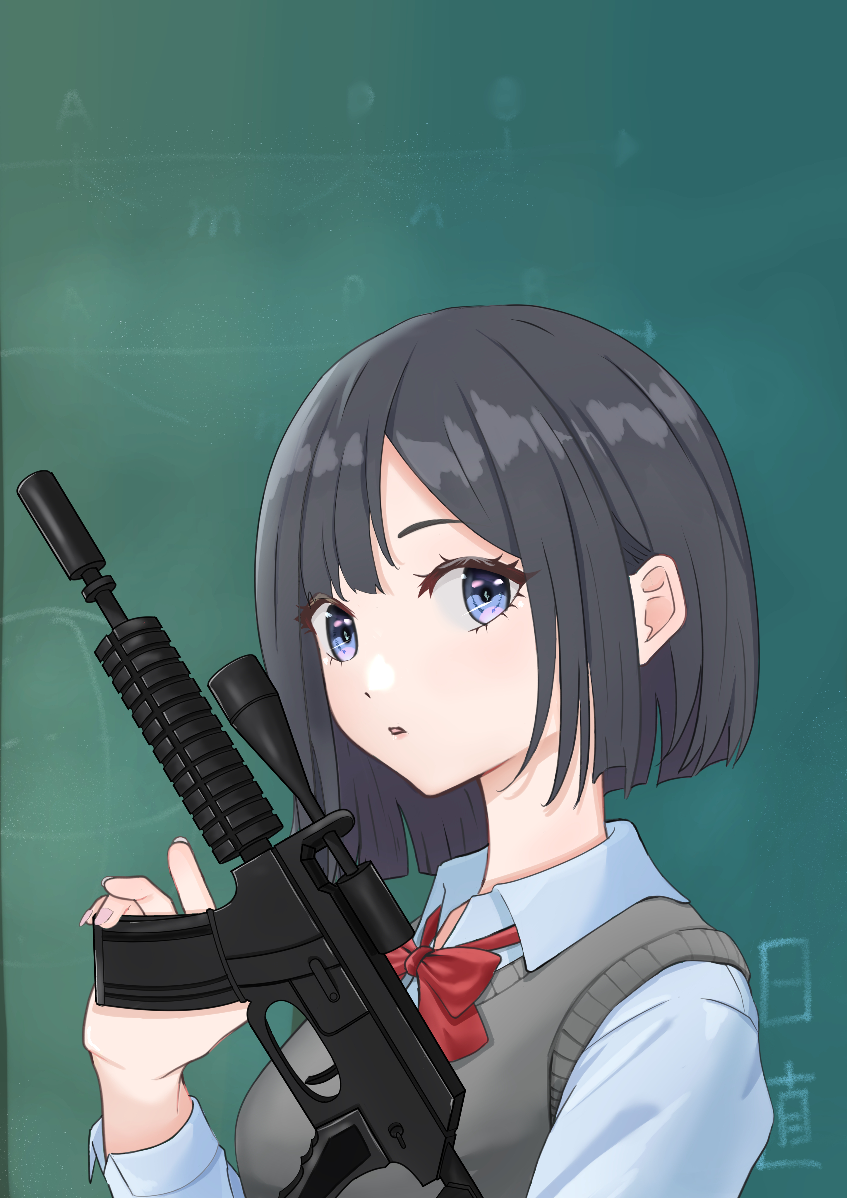 あおたお 最近多いタイトルが長いラノベや漫画を勝手にイメージして描きました 転校生が初日にライフルを持って登校したようだがたぶん最初の標的は俺だ イラスト 絵描きさんと繫がりたい T Co 6uzilovi Twitter