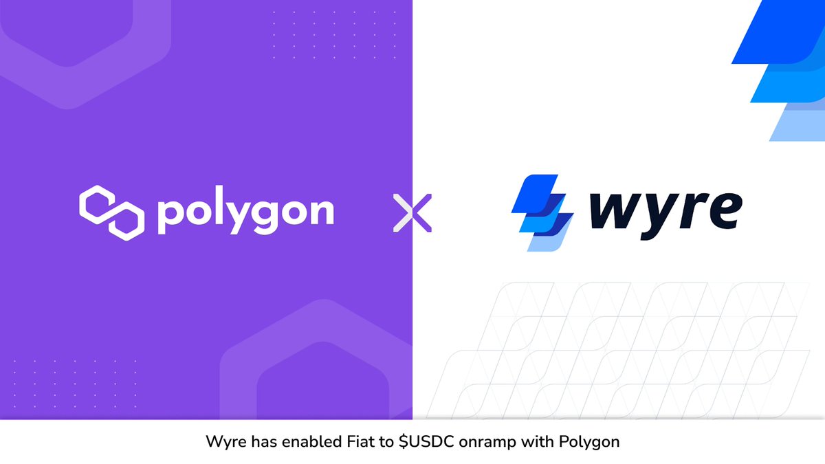 0xPolygon's tweet photo. 💸 @sendwyre is now supporting the fiat-onramp of $USDC directly on Polygon!

🔁 Now, developers can integrate Wyre's checkout API to their Dapps &amp; allow users to convert their fiat to protocol's $USDC token within 30 seconds.

🌐 Learn more: https://t.co/rEcaS4h82s https://t.co/zhcBfrmY4j