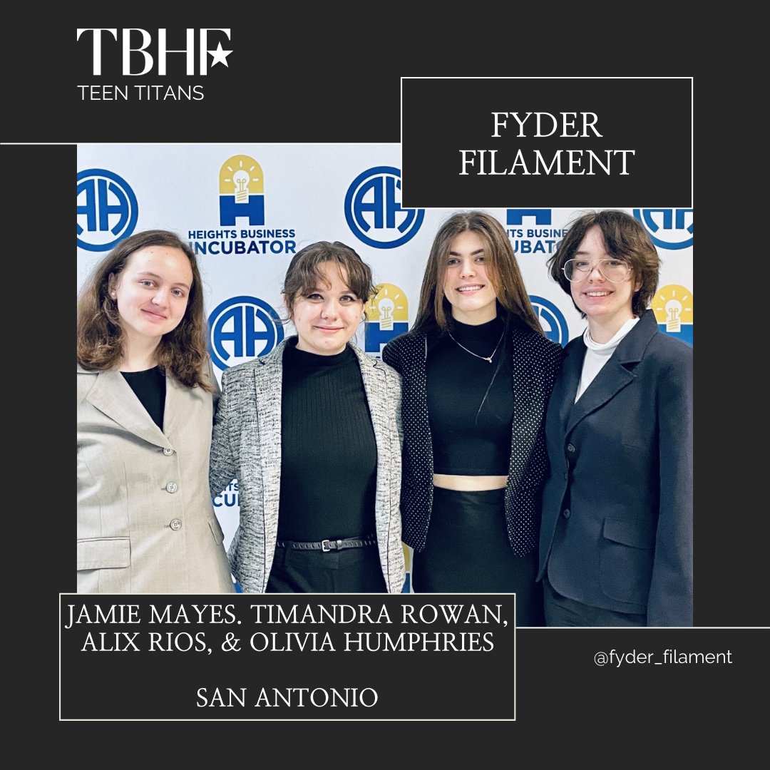 texas_fame's tweet photo. In our series #TeenTitans, we profile high school student entrepreneurs from around the state of Texas. Meet FYDER Filament, an innovative 3D printing company out of San Antonio that aims to reduce polypropylene waste. To learn more, visit https://t.co/qtOXAXAMhs. https://t.co/NHaAWF3vKf
