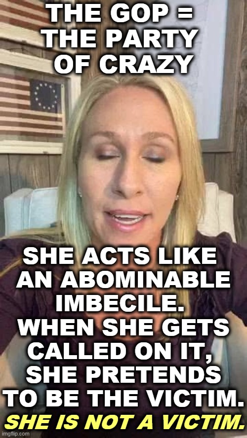 MikeHunt93230's tweet photo. @mtgreenee The best way to lose voters is make THIS the face of your party. Thank you, ma'am, for doing your part to drive voters away from the #NeoGOP. https://t.co/CuZ5ZbFysC