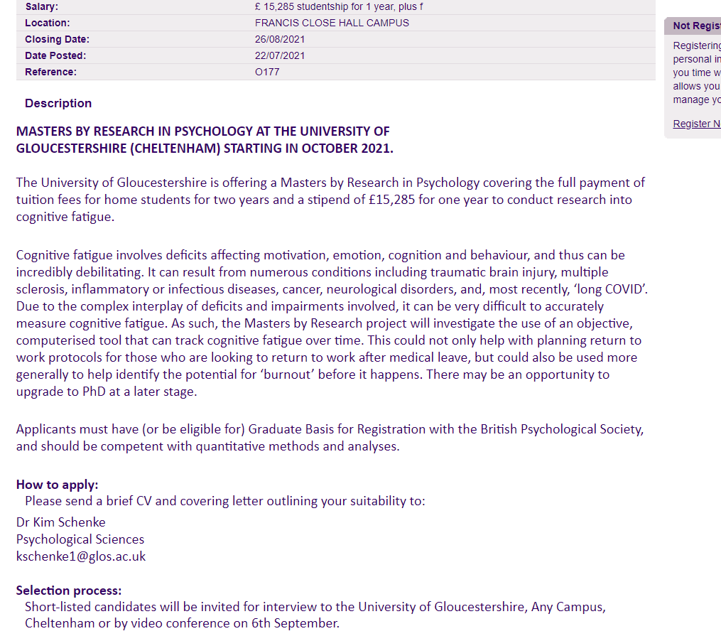 kimschenke's tweet photo. MSc by Research in Cognitive Fatigue with myself, Prof. Graham Edgar &amp; Dr Andrew Champion. Please share with your networks: https://t.co/2hlkoziKTC https://t.co/mlFcZLqYho