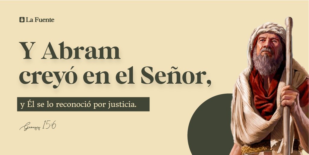 LaFuenteUIO's tweet photo. "Y Abram creyó en el Señor, y Él se lo reconoció por justicia." Génesis 15:6 #lbla #lafuenteuio https://t.co/8yB1mPTgDm