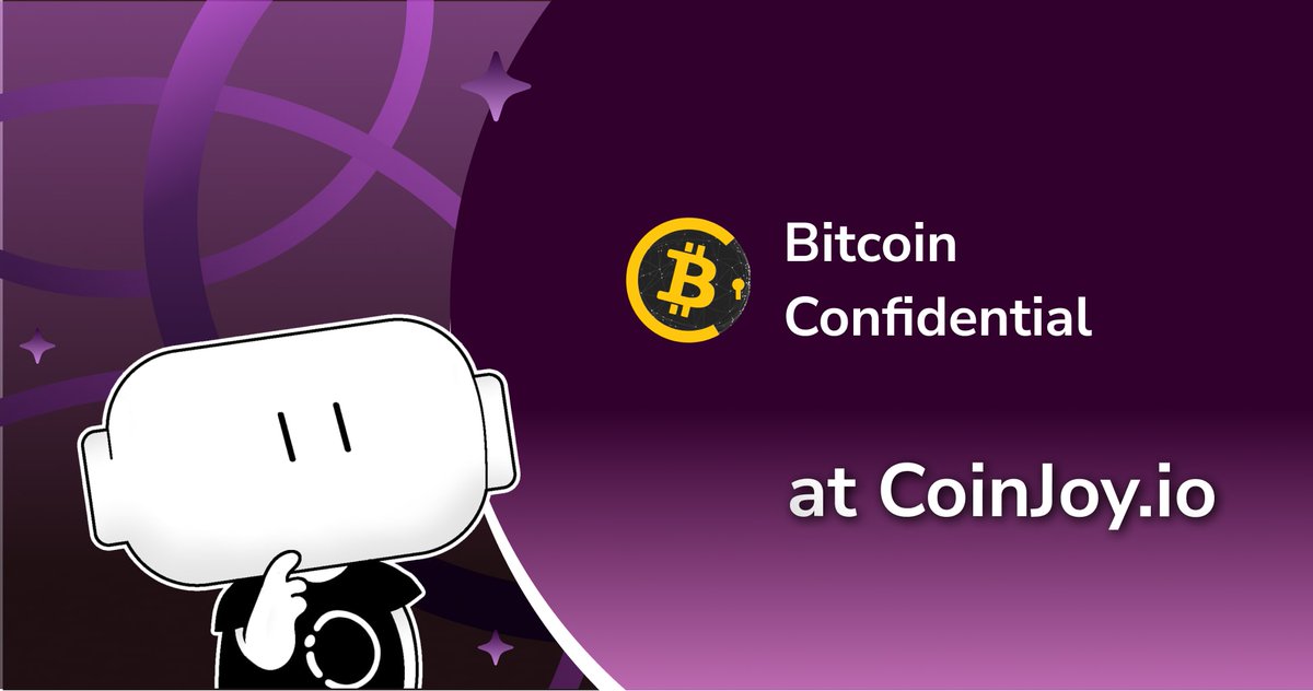 Exciting news❗️😎🔥

<a href="/btconfidential/">BitcoinConfidential</a> is now available on <a href="/CoinJoy_io/">CoinJoy</a> #portfolio tracker!🙌

📌Track #BitcoinConfidential $BC and other #cryptocurrencies HERE:
coinjoy.io/portfolio