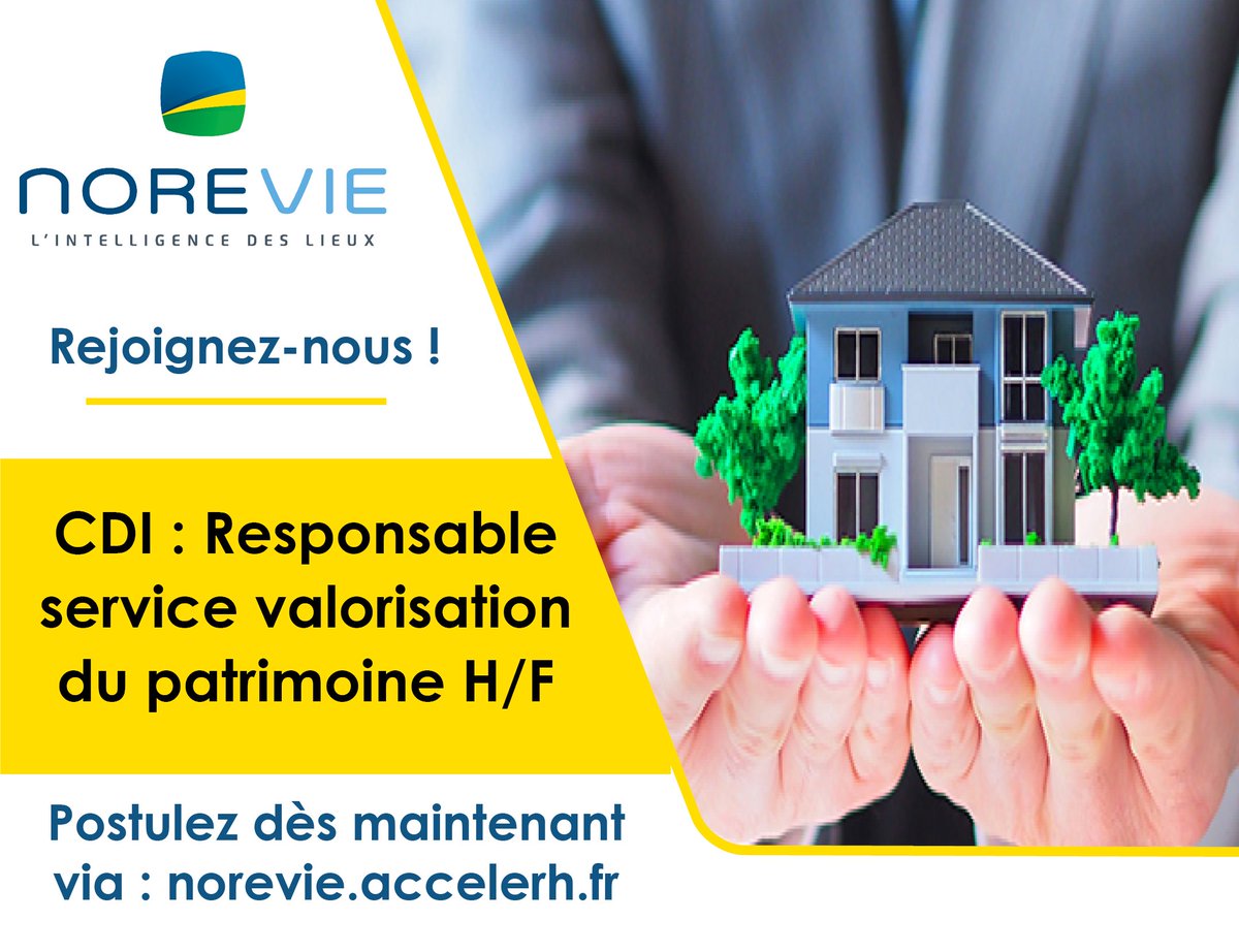 Norevie_esh's tweet photo. [𝗥𝗲𝗰𝗿𝘂𝘁𝗲𝗺𝗲𝗻𝘁]

Norevie recrute un.e responsable service du valorisation du patrimoine. 
Poste à pourvoir sur @villedouai 

Pour postuler → https://t.co/rSbgvhNSGl

@Groupe_Arcade @Douaisis_Agglo 
#emploi #HautsdeFrance #logementsocial #clientele https://t.co/ROMeNDMbr3
