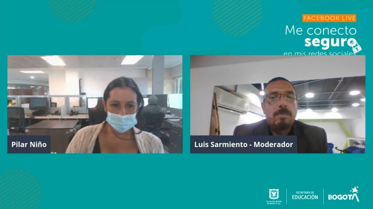 Educacionbogota's tweet photo. #EnVivo🔴
Nuestro webinar #MeConectoSeguro.
Las/los estudiantes deben tener mucho cuidado con el uso y envío de contenidos. Lo más importante es proteger nuestra información y datos personales.
👉🏻 https://t.co/Rod7JlTlqe https://t.co/kva1k2IK25