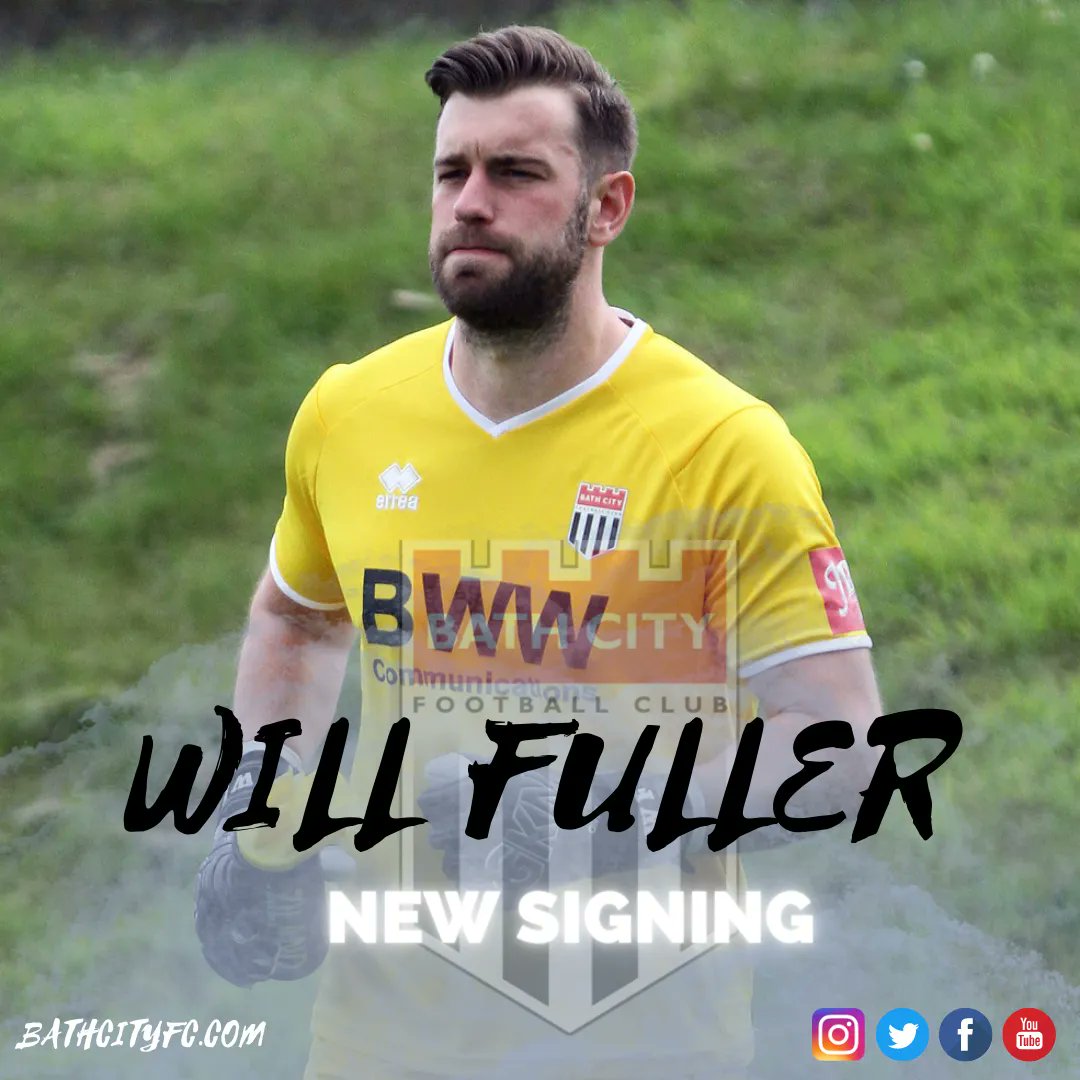 BathCity_FC's tweet photo. NEW SIGNING 📝 | We're pleased to welcome goalkeeper Will Fuller to Twerton Park! 

@willfuller1, who has featured in a number of pre-season games, joins from @CardiffMetFC having played 250+ games in the Cymru Premier League and has @EuropaLeague experience.

#Romans #NewSigning https://t.co/WbWZLqCYmH