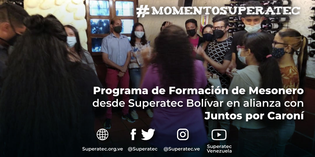 SUPERATEC's tweet photo. El #MomentoSuperatec de hoy es con el Programa de Formación de Mesonero desde #SuperatecBolívar en alianza con @juntosporcaroni 
Estas imágenes reflejan parte de las prácticas realizadas entre las primeras 2 semanas de formación. https://t.co/fLjGBfweOU