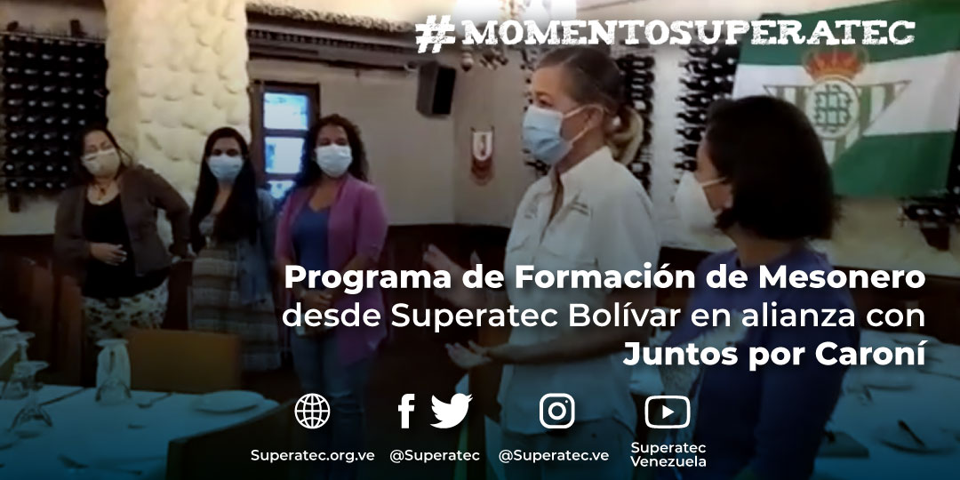 SUPERATEC's tweet photo. El #MomentoSuperatec de hoy es con el Programa de Formación de Mesonero desde #SuperatecBolívar en alianza con @juntosporcaroni 
Estas imágenes reflejan parte de las prácticas realizadas entre las primeras 2 semanas de formación. https://t.co/fLjGBfweOU