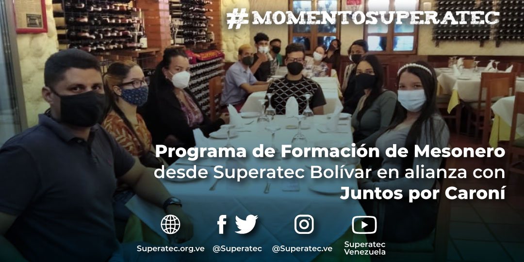SUPERATEC's tweet photo. El #MomentoSuperatec de hoy es con el Programa de Formación de Mesonero desde #SuperatecBolívar en alianza con @juntosporcaroni 
Estas imágenes reflejan parte de las prácticas realizadas entre las primeras 2 semanas de formación. https://t.co/fLjGBfweOU