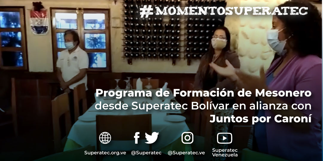 SUPERATEC's tweet photo. El #MomentoSuperatec de hoy es con el Programa de Formación de Mesonero desde #SuperatecBolívar en alianza con @juntosporcaroni 
Estas imágenes reflejan parte de las prácticas realizadas entre las primeras 2 semanas de formación. https://t.co/fLjGBfweOU