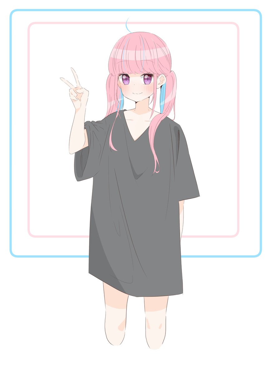 ダボtシャツなオフの日あくあちゃん 落書きです あくあーと いなずま のイラスト ダボtシャツなオフの日あくあちゃん 落書きです あくあーと いなずま のイラスト