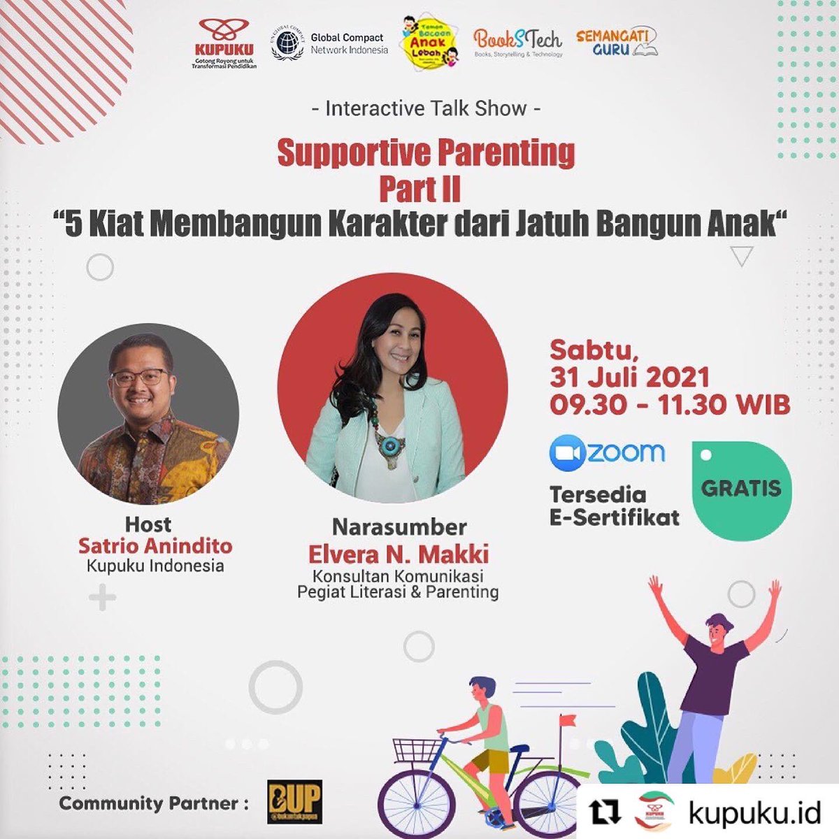 Halo Pejuang Lebah dan para Ortu, yuk ikutan webinar ini, kita diskusi tentang dua hal menarik: anak-anak dan dunia digital. Satu pendaftaran, langsung untuk 2 sesi sekaligus! 🐝. Dipersembahkan oleh <a href="/kupuku_id/">Kupuku Indonesia</a> dengan pemateri foundernya Taman Baca Anak Lebah kak <a href="/vera_makki/">Vera Makki</a> ❤️