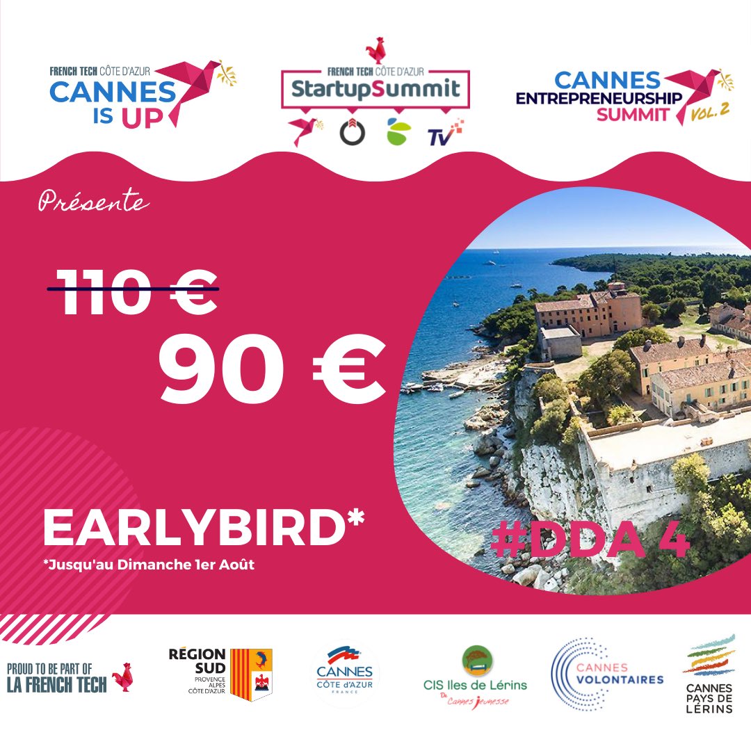 CannesIsUp's tweet photo. La 4ème édition de l’incontournable Team Building sur les îles de Lérins. 🚨🥳

Inscrivez-vous pour participer au DDA 4 et profiter de l’offre EARLYBIRD jusqu’au 1er août !! 🤩 : https://t.co/WkBP9NJuOb

#DDA4 #CIU #StartupSummit  #Nice #Startsup
#TelecomValley #Entrepreneurs https://t.co/jMGd5FAc0B