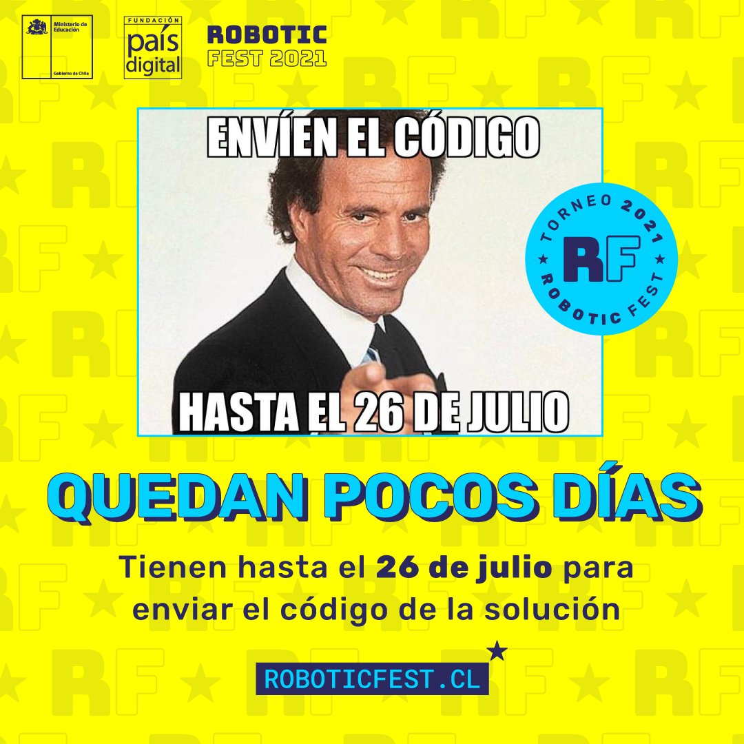 fpaisdigital's tweet image. #RoboticFest 🤖
¡No queda nada!
Si fuiste uno de los 122 equipos seleccionados, tienes plazo hasta el 26 de julio para enviar el código.
Es muy importante completar este proceso para acceder a la fase de clasificación.
¿Tienes dudas? Revisa &amp;gt;&amp;gt; youtube.com/RoboticFest