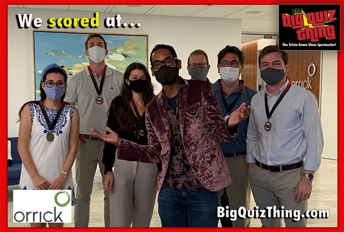 Endless thanks to <a href="/Orrick/">Orrick</a>'s #Boston office for hosting us (with Quizmaster <a href="/weshazard/">Wes Hazard</a>) for our first IN-PERSON event in way, way, WAY too long. Keep it safe, keep it smart, contact us today… bigquizthing.com/contact-the-bi… #LiveTrivia #TriviaEvents #TeamBuilding