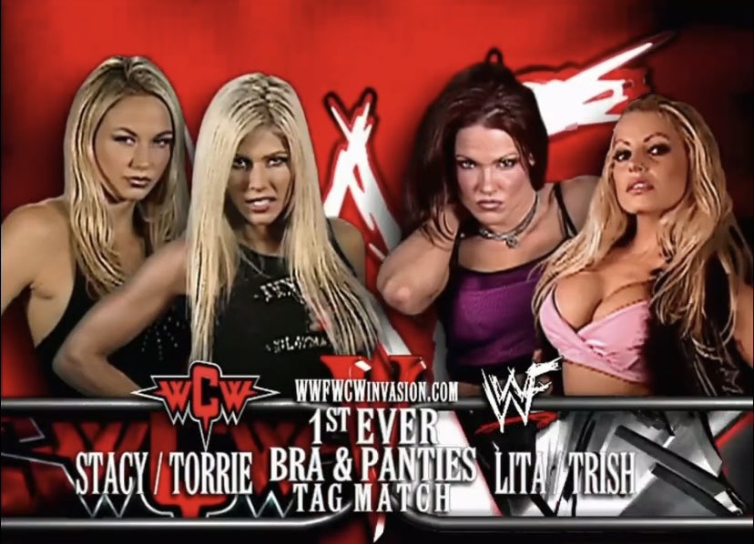 On this day in wrestling history! InVasion 2001 - Trish Stratus Lita vs. Stacy Keibler Torrie Wilson. Full video on femalelockerroom Instagram https://t.co/QZMNXXxqJV