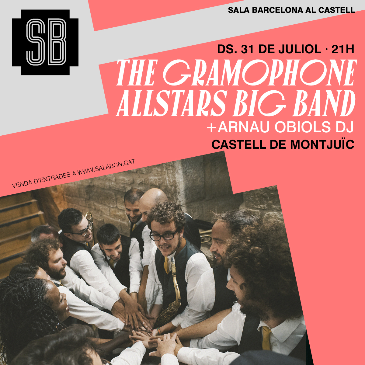 AsaccConcerts's tweet photo. Recordeu que el dissabte 31 de juliol inaugurem #SalaBcn en el Castell amb els concerts de #thegramophoneallstarsbigband i diumenge 1 d'agost continuem en el castell amb els concerts de #ikrambouloum i #judder. https://t.co/1lSrknkWWn