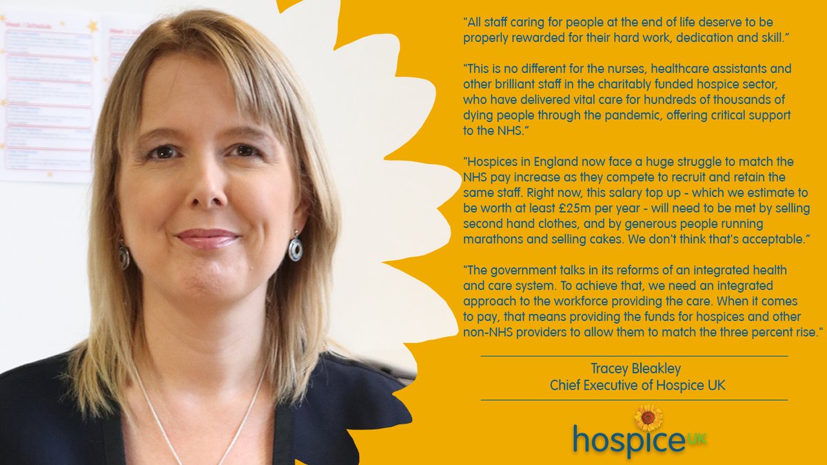 hospiceuk's tweet image. "All staff caring for people at the end of life deserve to be properly rewarded for their hard work, dedication and skill." - @TraceyBleakley, Chief Executive of Hospice UK.

Read her full response here: loom.ly/Awu99nY

#fairpayforhospices #NHS
