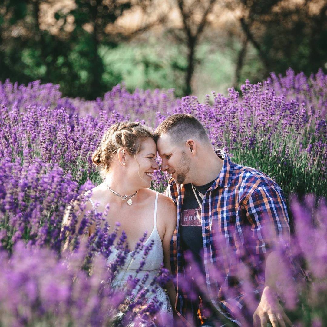 It's lavender season &amp; lavender fields are a great place for couples sessions! "Shooting at #goldenhour is always the best when it comes to lavender fields." -📷: mirrorformfoto/IG

Drop a 💜 below if you love lavender season! #lavenderfields #couplesphotography #exploreontario
