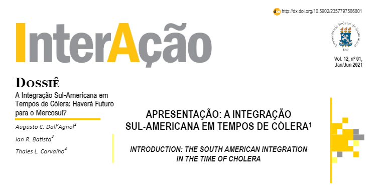 interacaoufsm's tweet photo. 🆕 Nessa semana foi publicado o número especial (v. 12, n. 1, 2021) da InterAção. O número foi organizado por @acdagnol, @reboucasbatista e @thaleslcarvalho e dedicou-se à integração regional sul-americana. 

🔎 Ver número completo: https://t.co/SlzRtMJM1A https://t.co/yRmzR7DB2e