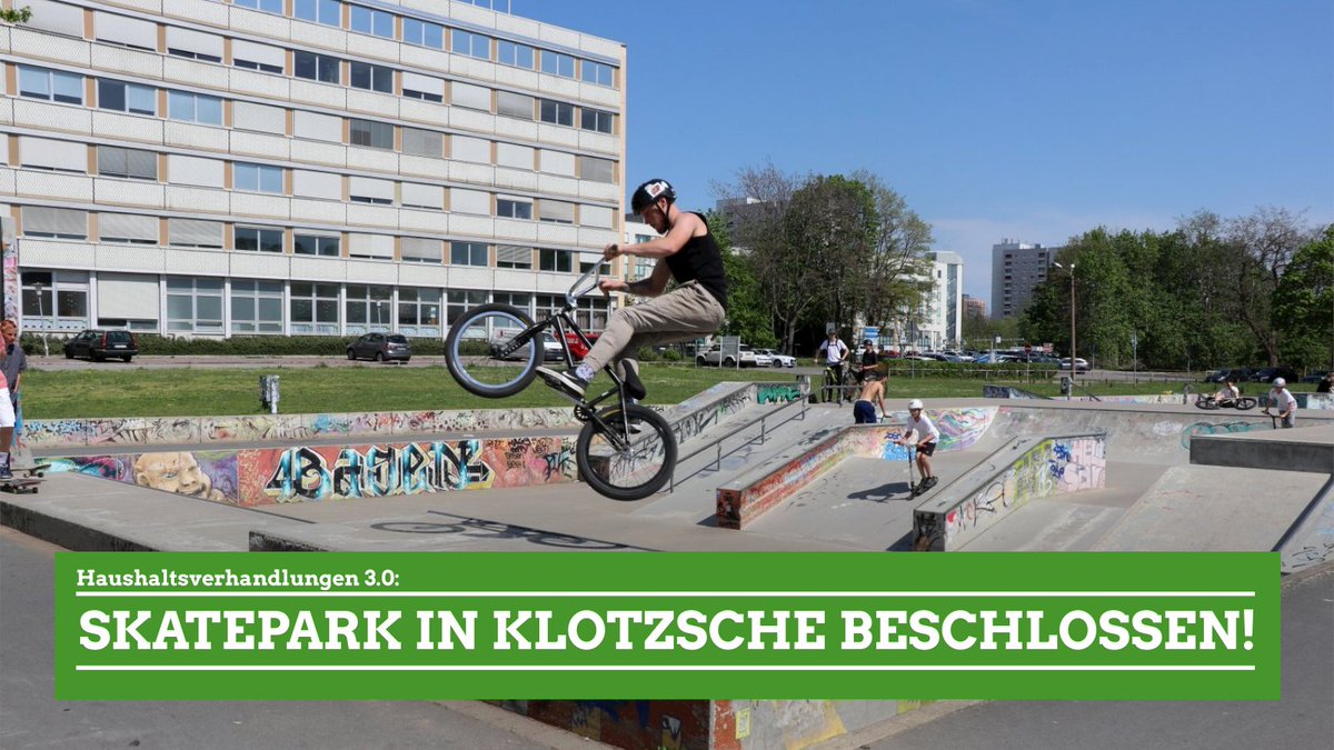 Gruene_staDDrat's tweet photo. In #Klotzsche wird es einen neuen #Skatepark geben! Die Mittel dafür sind im Haushaltskompromiss eingeplant. Weitere Erfolge: Erweiterung zweier Buslinien und ein Brunnen auf dem Neustädter Markt. https://t.co/ukfigPUIpI