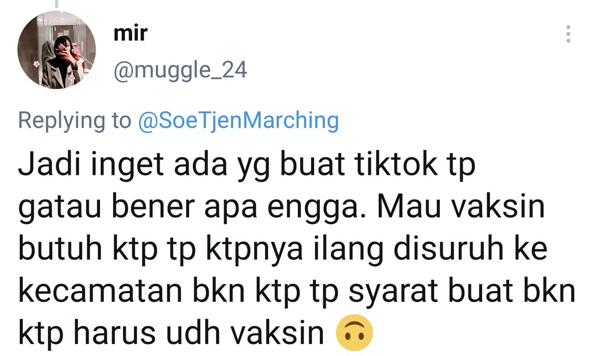 TretanMuslim's tweet photo. MANTAP INI BARU NEGARA KITA.

Mau vaksin gabisa krn KTP hilang, mau urus KTP gabisa krn gapunya sertifikat vaksin.

@KemenkesRI BOLEH GA PAKE SERTIFIKAT TOEFL ? https://t.co/rghVbGf2KE