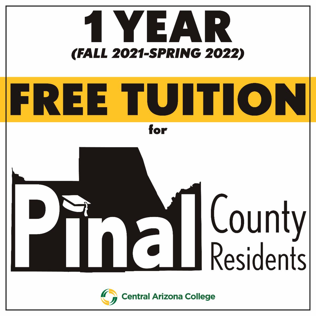 CentralAZNews's tweet photo. CAC is offering free in-state tuition for 2 semesters (Fall 2021/Spring 2022) to all Pinal Co. Residents. That is 1 year tuition-free. Non-Pinal Co. Residents are still eligible for the Fall 2021 3-credit tuition waiver! NB- Scholarships &amp; financial aid will be credited 1st. https://t.co/8Yo4dmFKd2