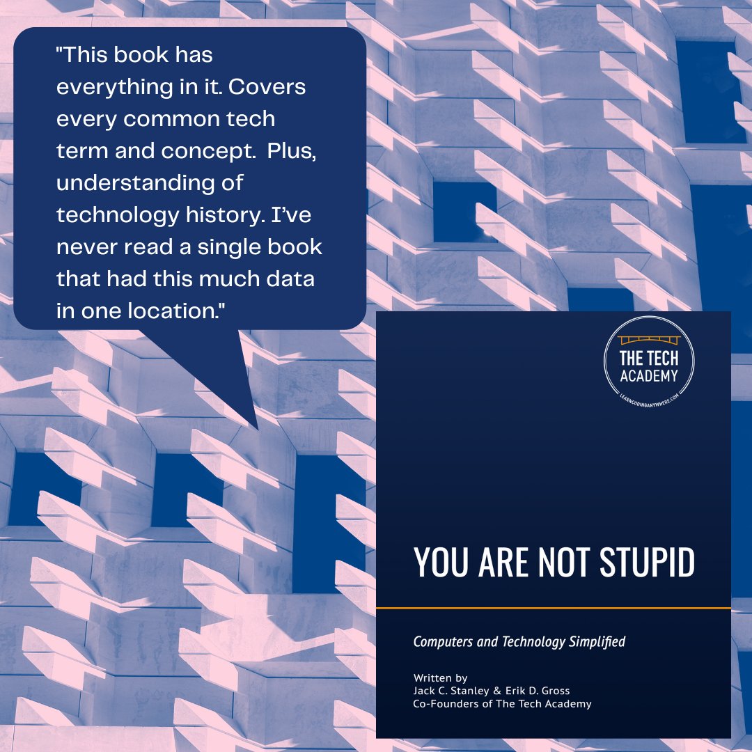 TheTechAcad's tweet image. Need to learn the modern tech terms and how the machines and devices that saturate our everyday life work... 

Get your copy at bit.ly/tta-YANS 

#codeschool #techacademybooks #codingbook #techbook #bookreview #youarenotstupid #techbasics #technologybasics