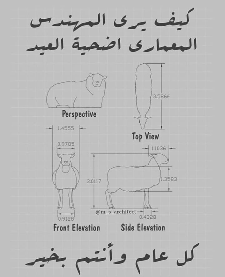 كيف يرى المهندس المعماري أضحية العيد🙂

 #عيد_الاجاويد