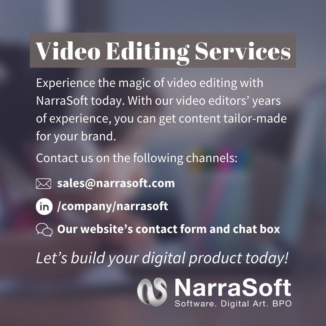 narrasoft's tweet photo. Is your #eLearning company in need of quality #videos? #NarraSoft has professional #videoeditors with years of experience under their belt! Read how we can help your company here:
#videoediting #videoexplainers #videoeditor #eLearningmodules #learning #modules https://t.co/QVNhhTJ86Y