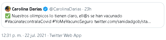 DrMacarron's tweet photo. Buenos días, @CarolinaDarias 

Nuestros olímpicos "lo tienen claro" y se vacunan. Mientras tanto, los nuevos residentes se exponen y contagian en los hospitales. Ya ha habido casos. 

Los sanitarios lo tenemos claro también: tu verdadera prioridad no somos nosotros. https://t.co/W0AvahFLJP