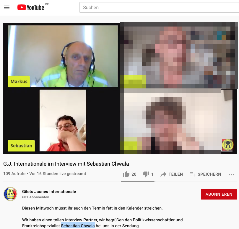 #Aachen|s „Gelbweste“ Markus K., der sich als „Antifaschist“ inszeniert, zur Demo gegen den französischen „Impfpass“ mobilisiert (siehe x.com/Klarmann/statu…) &amp; diesen mit der SS &amp; Auschwitz vergleicht (siehe x.com/Klarmann/statu…), findet nun, das Impfen sei wie der NS…