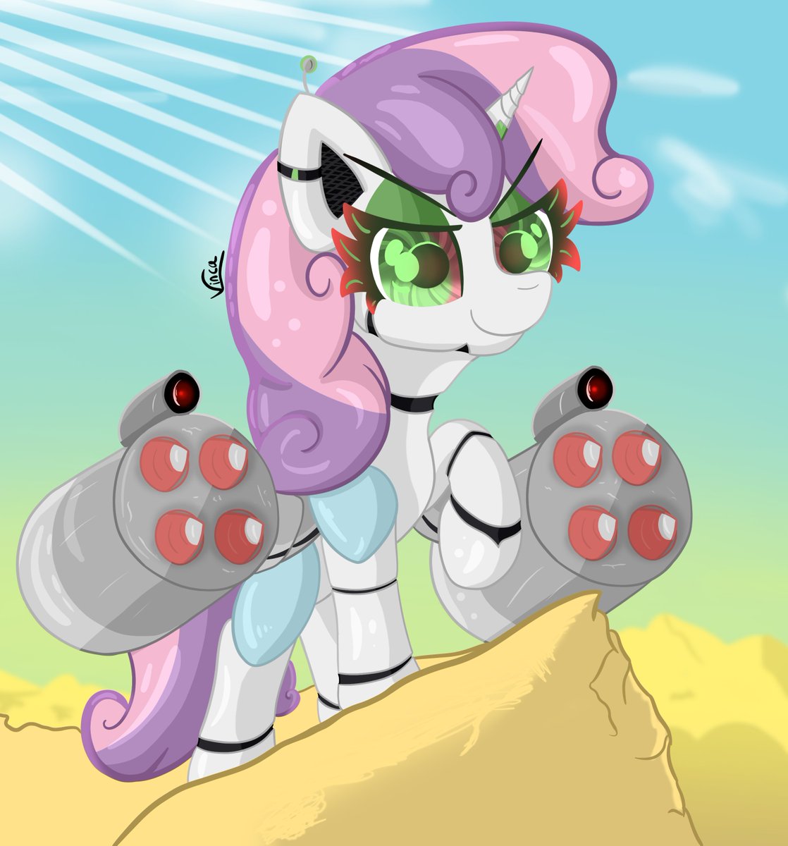 VincaDraws's tweet photo. Enemy spotted-
Or is it reinforcements ?
Why are we in a desert ?
#MLP #mylittlepony #mlpart #sweetiebelle #sweetiebot #unicorn #pony https://t.co/h9K6V9E1HH
