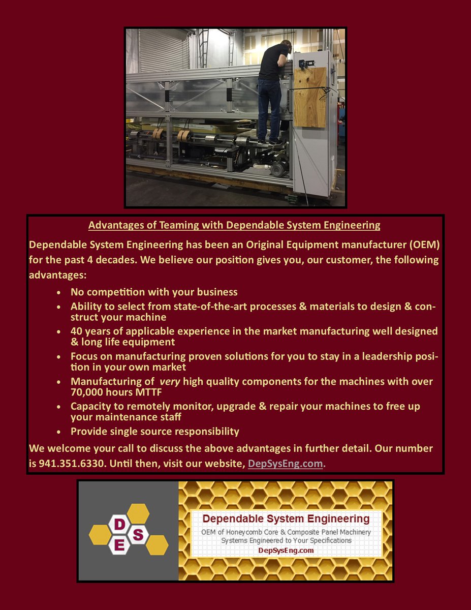 DepSysEng's tweet image. Let's #innovate to create your next #HoneycombCore #SheeterStacker #MachineDesign!
#DependableSystemEngineering, #OEM, #AluminumPanels, #LightweightStructuralPanels, #HoneycombCorePanelMachinery
…endablesystemengineering.blogspot.com/2021/07/advant…