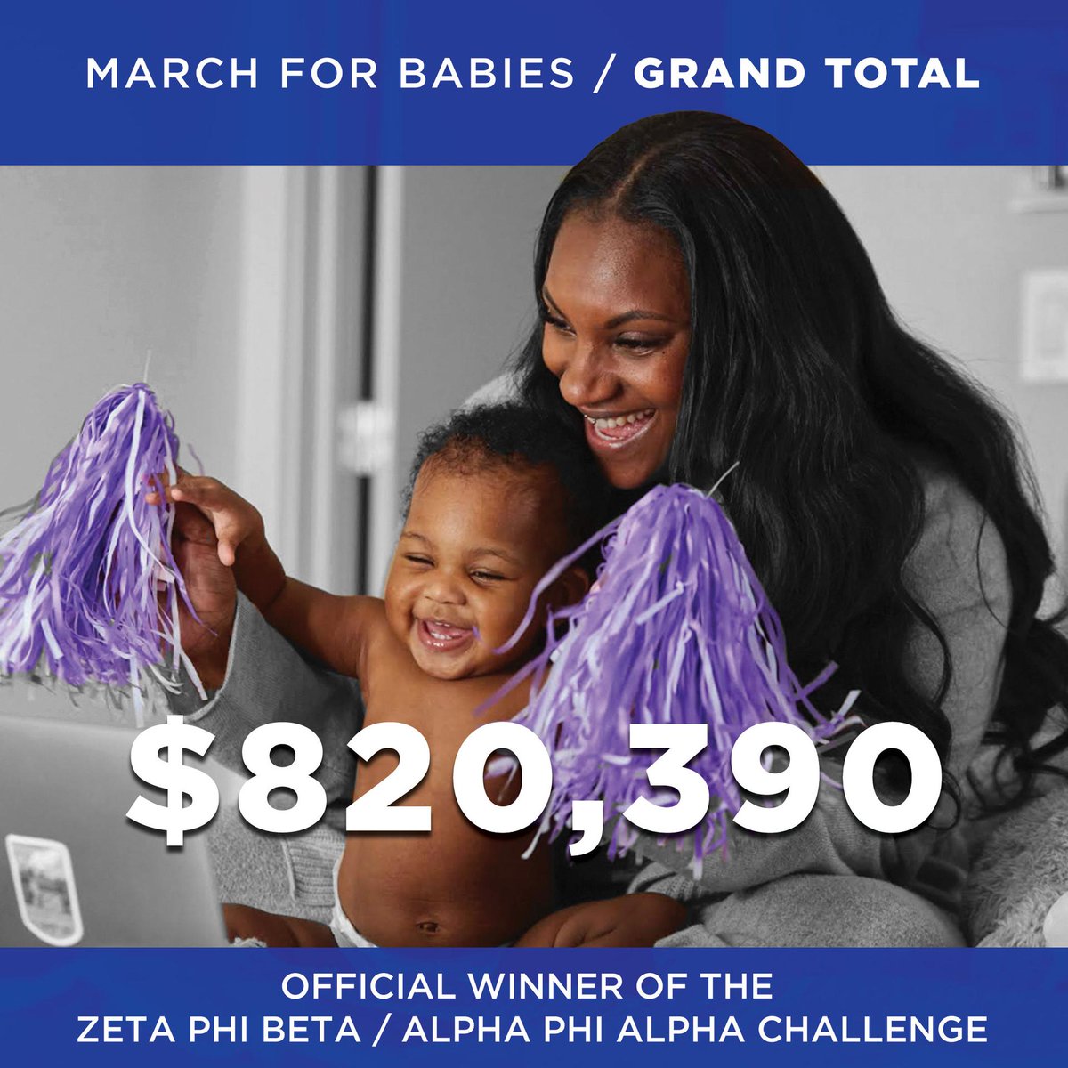 Zeta Phi Beta Sorority, Inc., and our auxiliaries have raised the largest amount ever in our 
50-year partnership with the March of Dimes, and for the fourth straight year, Zeta is the official winner of the Zeta Phi Beta / Alpha Phi Alpha Challenge! #zetaphibeta #marchofdimes