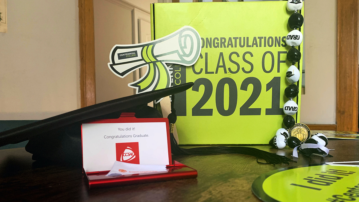 CentennialEDU's tweet photo. Who will be the first to fill @CCSAI card holder with industry connections? 1, 2, 3…🏁Go, #CentennialGrad! Your time is now! #GraduationBox #ClassOf2021 https://t.co/CSTodS4nyd