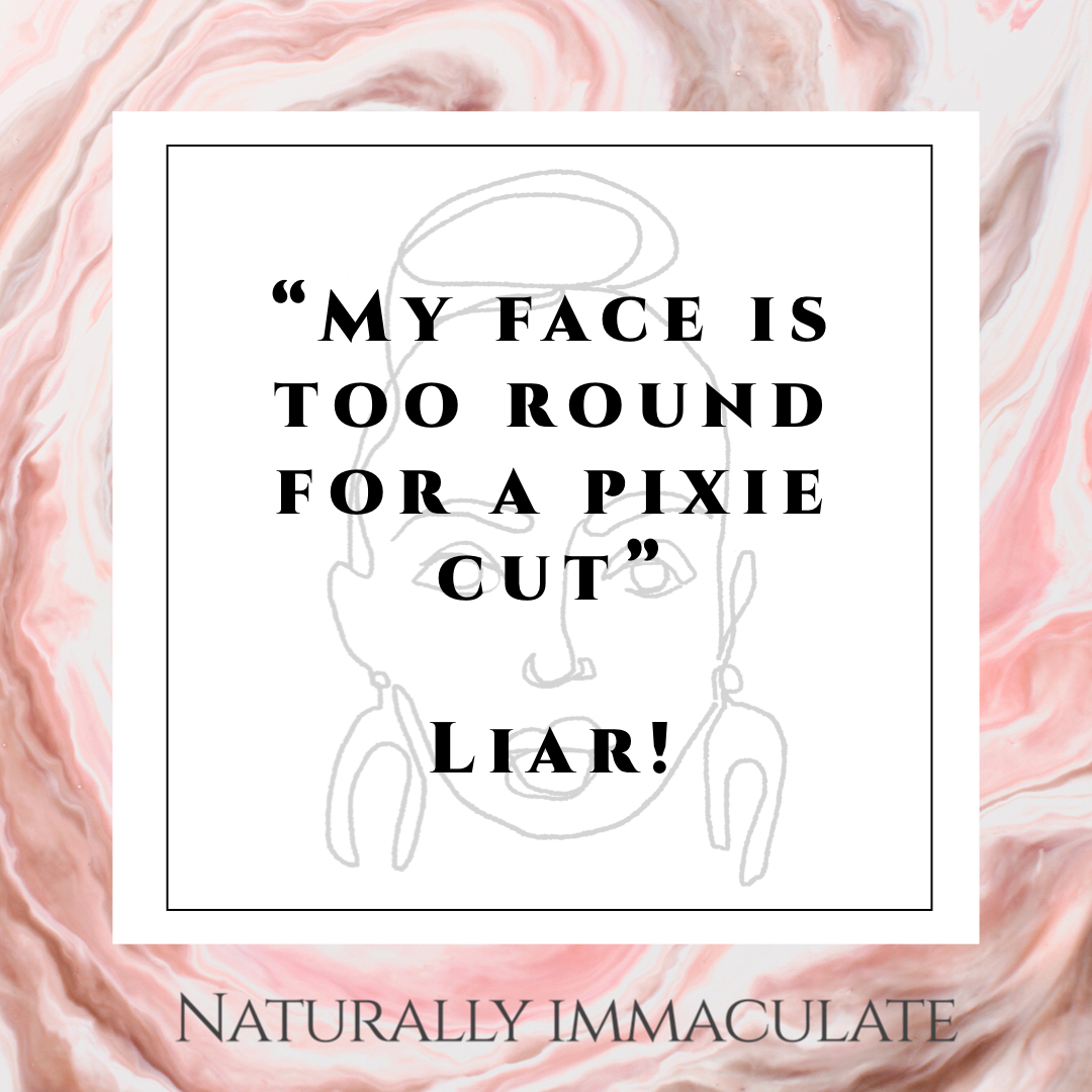 STOP LIEING TO ME!!! Just say you don’t want to cut your hair 🤣😂 No face is too round for a pixie cut you just need the right cut for you 😉

 #hairquote #hairstylist #hairquotes #hair #love #quote #quoteoftheday #beautiful #quickweave #eastlondonhairstylist #vixenin