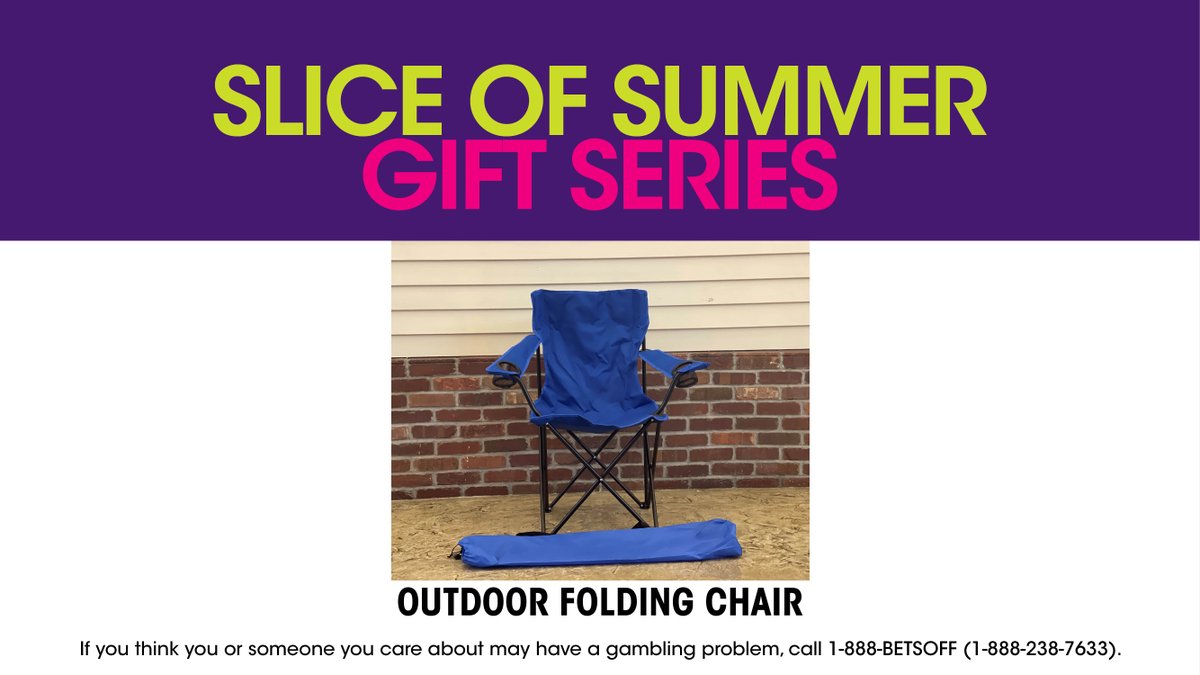 HarrahsKC's tweet photo. 🎁 Gift Giveaway! 🎁 Who doesn't need an outdoor folding chair? Take it to a BBQ, camping, ball game - you just never know when you'll need one. Earn 200 Tier Credits today between 6am & 9:30pm and then visit the Promotions Center from 5pm - 10pm to pick up yours! #SliceOfSummer https://t.co/AhzuPa11lH