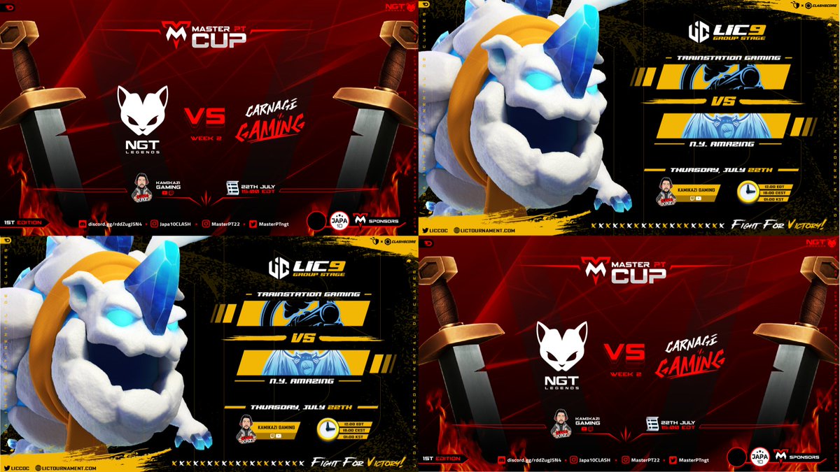 kamikazi_coc's tweet photo. Bora de guerra DUPLA galera @masterptngt @LICCOC
🗓️22/07
⏰16:15 🇧🇷 | 20:15 🇵🇹 #MASTERPTCUP
⚔️ NGT LEGENDS vs CARNAGE GAMING
⏰17:15 🇧🇷 | 21:15 🇵🇹 @LICCOC
⚔️ CLASH CLUB vs ELEVEN ORIGINAL
📽️https://t.co/gQaUtXQrQJ
📽️https://t.co/jZCPyeyw97
@supercell @CoCEsports https://t.co/YXp7xGhVwh
