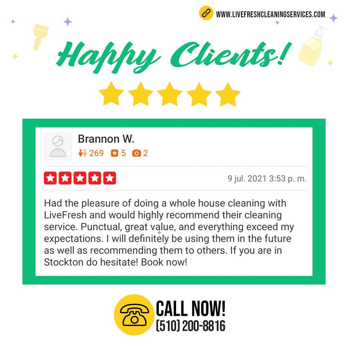 LiveFreshClean's tweet image. It’s always a great feeling to be able to provide our client’s with a wonderful cleaning experience.

Give us a call at 510-200-8816 and we’ll gladly help you with your cleaning needs.

#LiveFresh #LiveFreshCS #CleaningServices #CleanHouse #Piedmont #Stockton #California