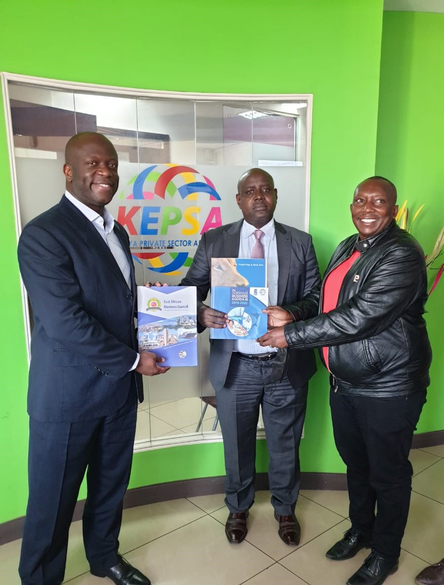 KEPSA_KENYA's tweet photo. Earlier today, KEPSA EAC Sector Board Chairperson @AlfredKOmbudo held a meeting with the @EABCjumuiya CEO @jbkalisa at KEPSA offices. The meeting deliberated on topical EAC policy and legislative issues affecting Kenyan traders in the region https://t.co/uqrW7LCoWi