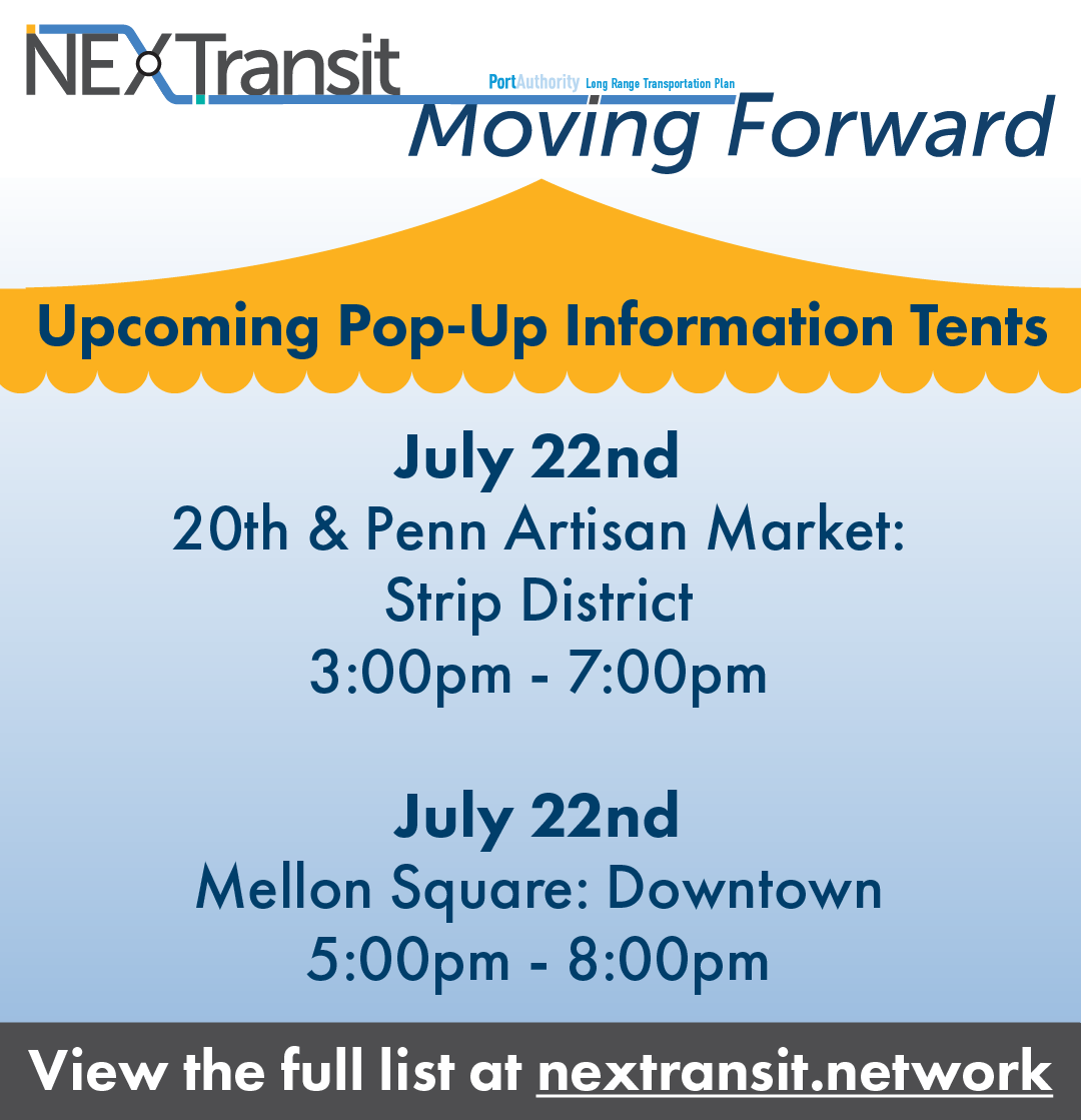 nex_transit's tweet photo. Come visit us today in the Strip District and Downtown! We want to hear from you! https://t.co/QB2mbcOb6e