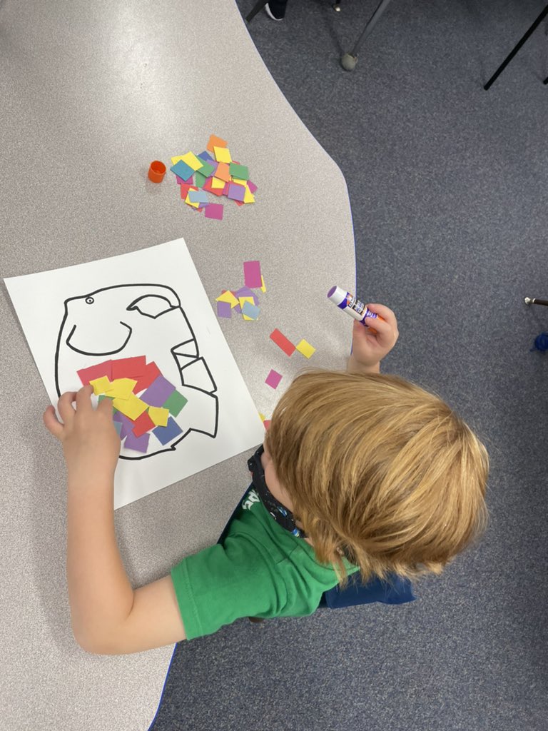 K_All_Day_'s tweet photo. We glued today, and loved to decorate Elmer in patchwork! #MontysCardinalCamp #CardinalCamp #MontclairStrong https://t.co/tJSuUJ1vma