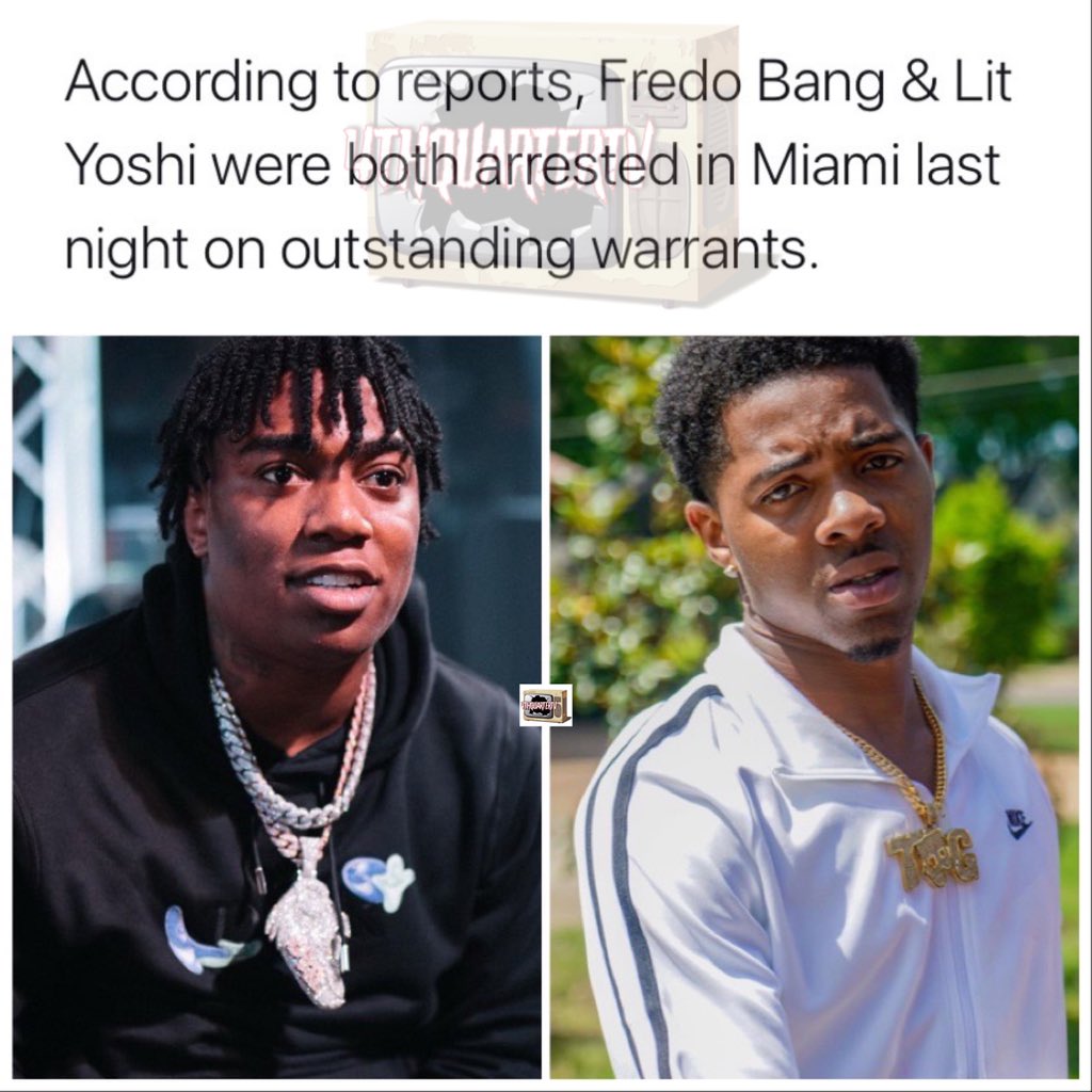 TooTrimTV's tweet photo. According to reports, #FredoBang &amp; #LitYoshi were arrested last night in Miami. Both rappers had outstanding warrants out of Baton Rouge. https://t.co/AppQKrhA6t
