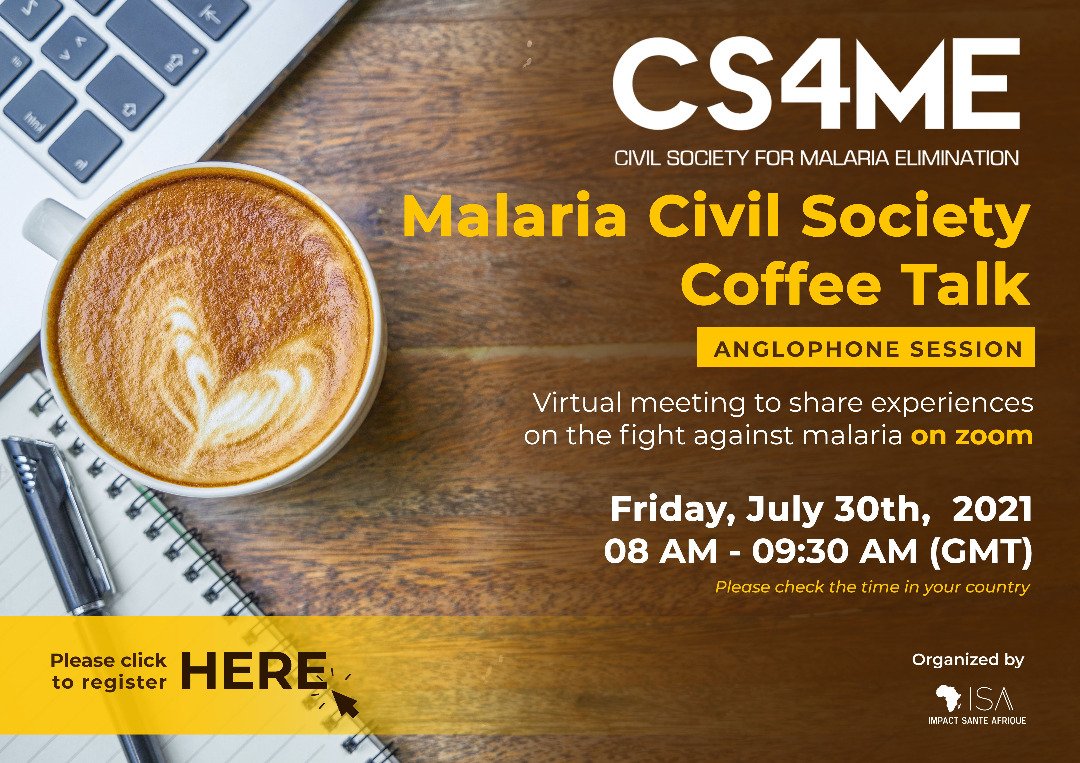 CS4MEglobal's tweet photo. SAVE THE DATE ! ⚠️ 🕑
You are invited to take part in a Coffee Talk on Malaria on Friday 30 July 2021, from 08:00 AM to 09:30 AM GMT organized by @ImpSanteAfrique

To register ⬇️ 
https://t.co/QxCOH6D8E9

We look forward to having you join us at this meeting. 😊 https://t.co/sJJm1EqDYp