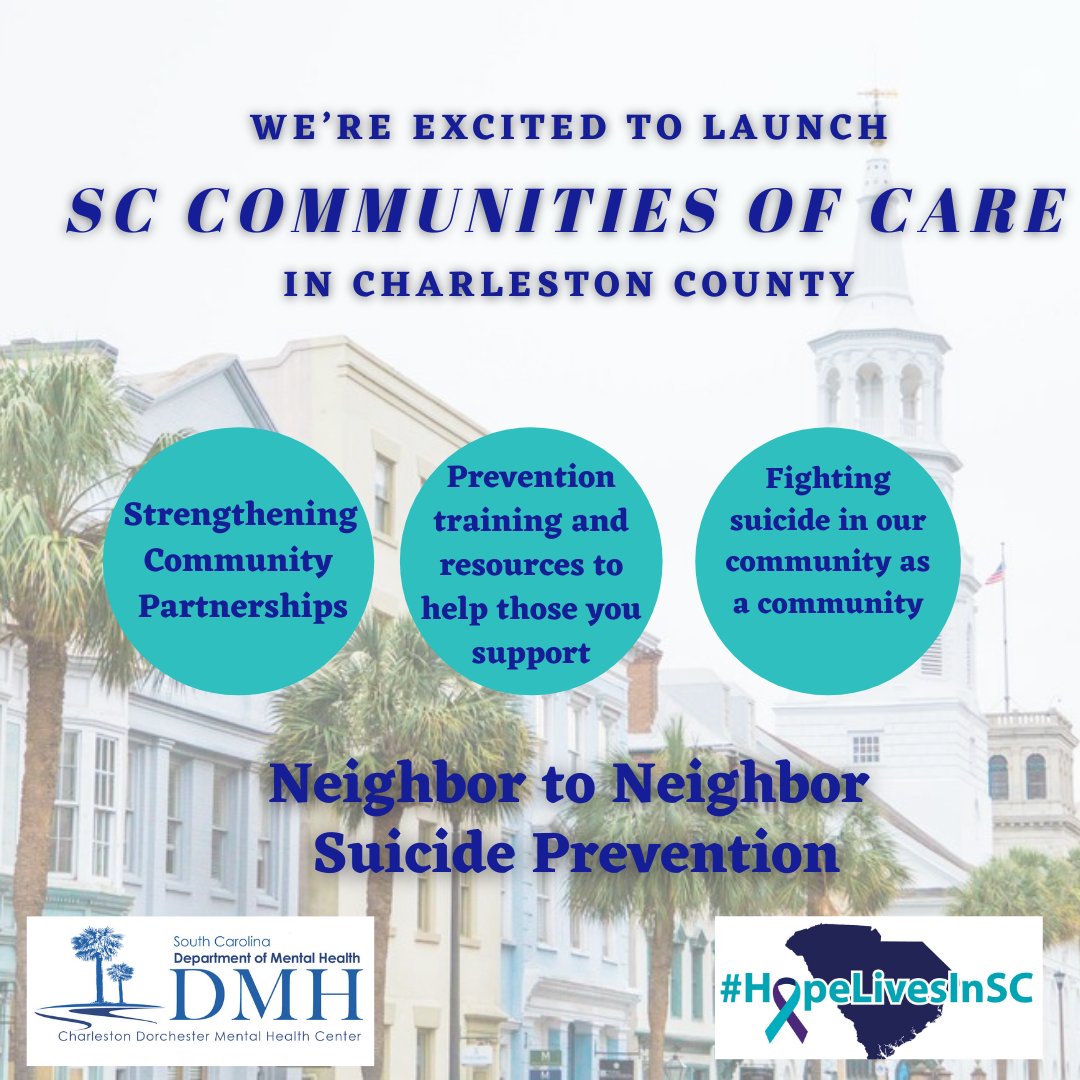 We are excited to be working with the Charleston Dorchester Mental Health Center to bring the Communities of Care Project to Charleston County!
#charlestonsc #charlestoncounty #visitcharleston #suicideprevention #stopsuicide #MentalHealthMatters