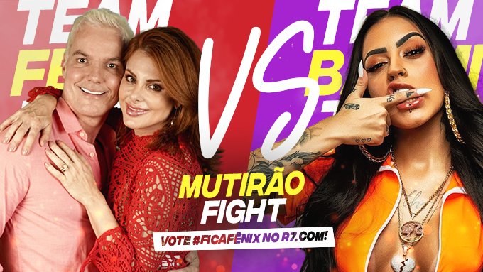 YRComenta's tweet photo. 🥊 MUTIRÃO FIGHT: FÊNIX ❌ MIRELLERS🥊 #FENIXCAMPEAO

🏆 O VOTO É PRA VENCER, VOTEM EM “DEBORAH E BRUNO”

🔥 FÊNIX: A CADA 20 VOTOS, DEIXE UM EMOJI AQUI! 

⏰ ENCERRAMENTO 18H!

🚨 FOCO TOTAL NO R7!

💻 VOTE: https://t.co/YaPNmJNz75 https://t.co/7iI6Xl0Jp6