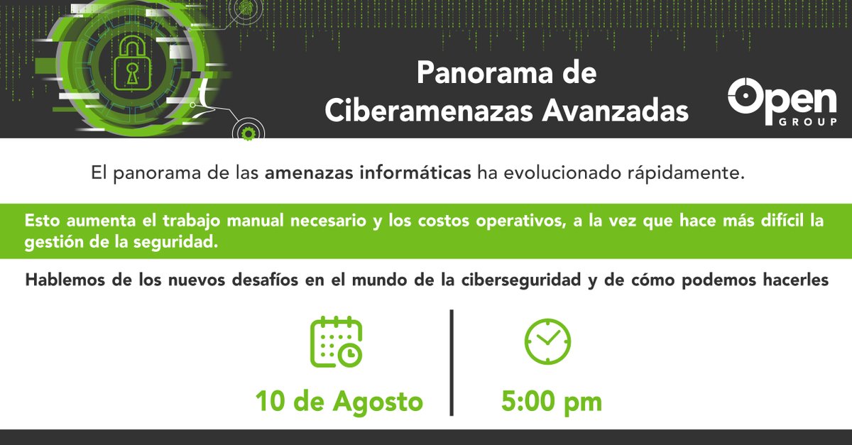 opengroupsa's tweet image. ¡Hablemos de los nuevos desafíos de la ciberseguridad! Acompáñenos y participe del sorteo de una Gift Card de Amazon por 50 USD.

Regístrese aquí👇
cutt.ly/pm8Tmqo

#Ciberseguridad #Tecnología #Ciberamenazas