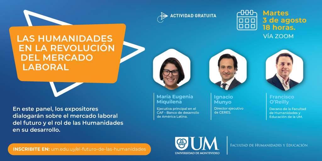 ¡Nueva actividad! 
Expositores de primer nivel debatirán sobre la relevancia de las Humanidades en el mercado laboral.      
ABIERTO A TODO PÚBLICO. 
Martes 3/8 - 18 h. Por ZOOM.
¡Anotate ya! bit.ly/3zpImuz