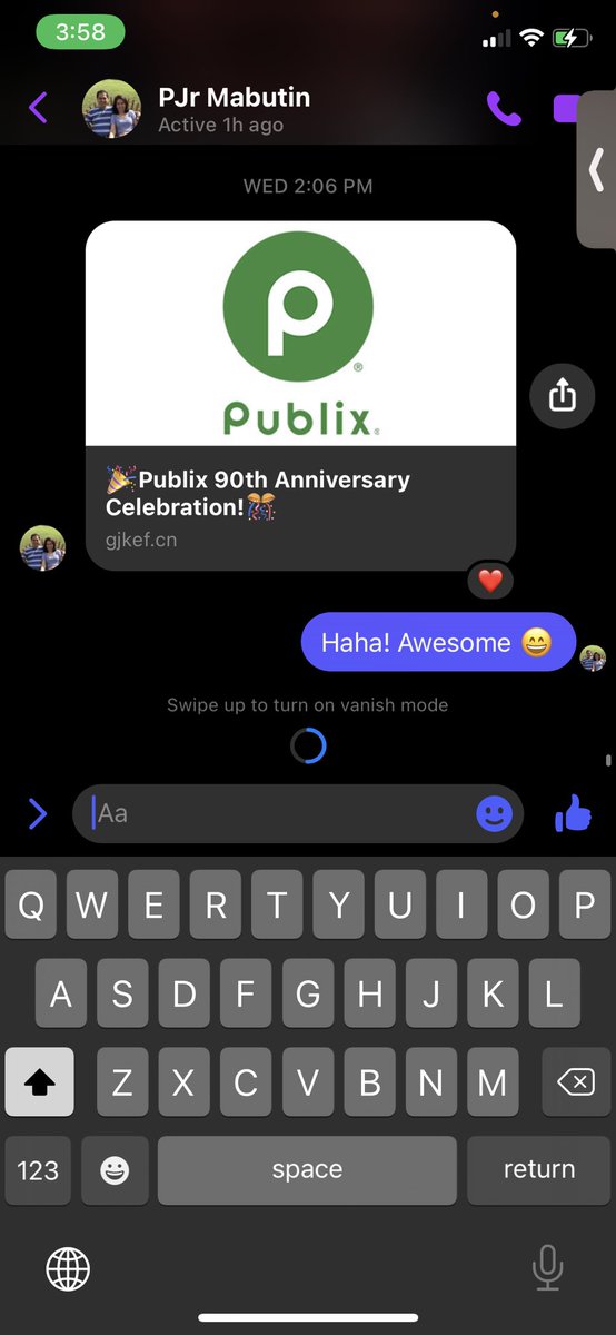 my roommate’s dad sends me facebook messages for every holiday, guess what yesterday was <a href="/Publix/">Publix</a> 🤣